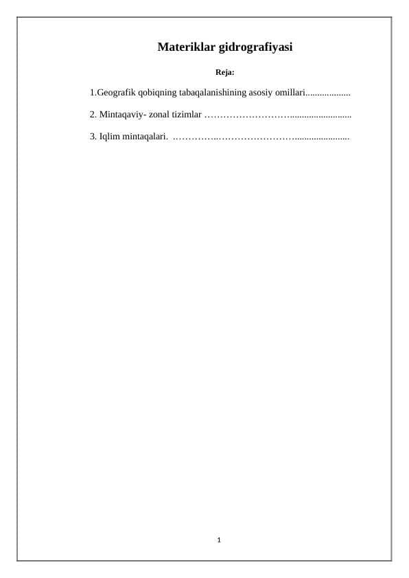 Materiklar gidrografiyasi
