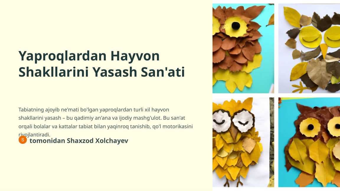 Yaproqlardan Hayvon Shakllarini Yasash
