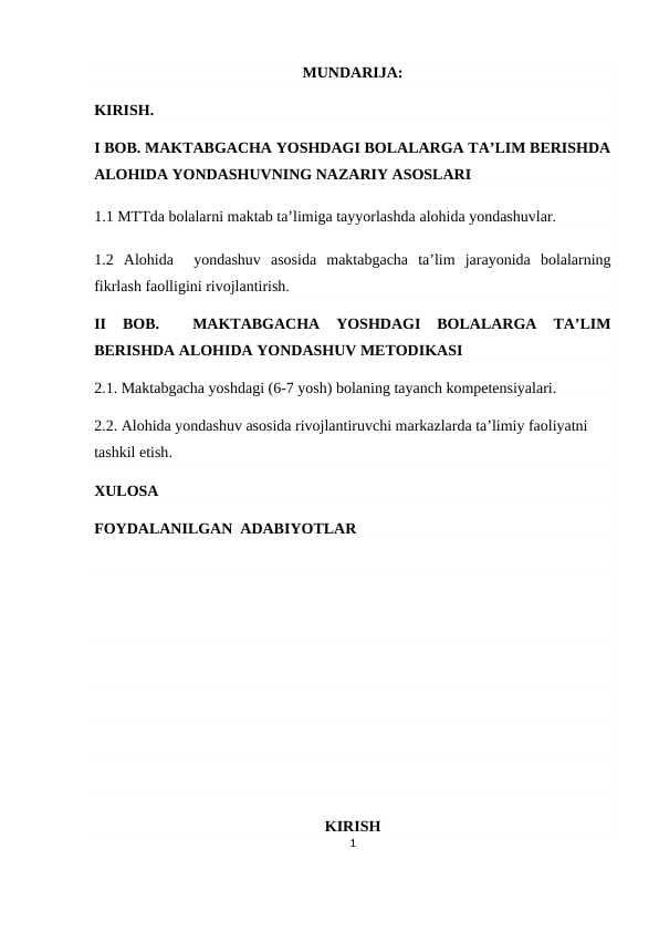 Maktabgacha yoshdagi bolalarga ta’lim berishda alohida yondashuv