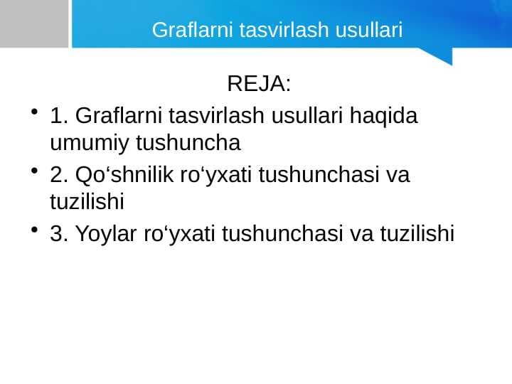 grafning tasvirlash usullari