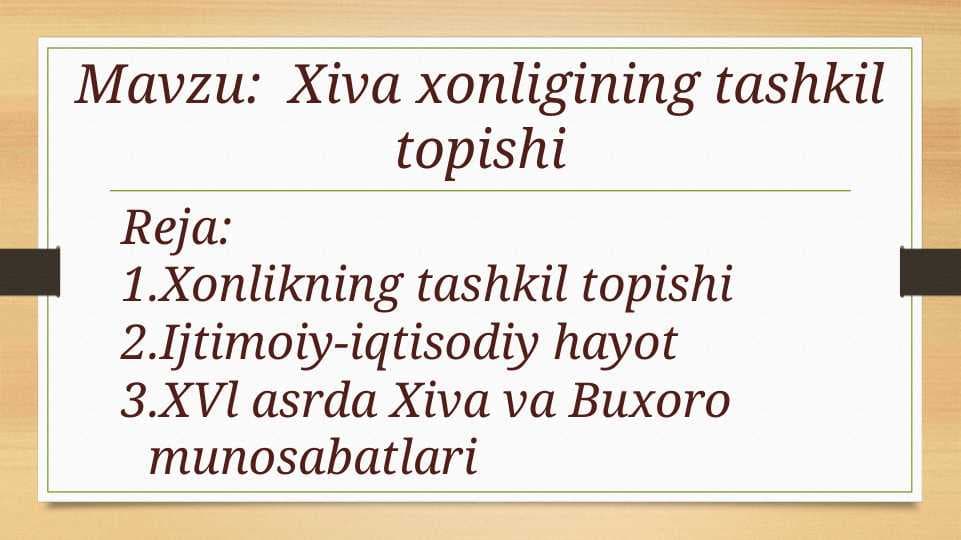 Xiva xonligining tashkil topishi