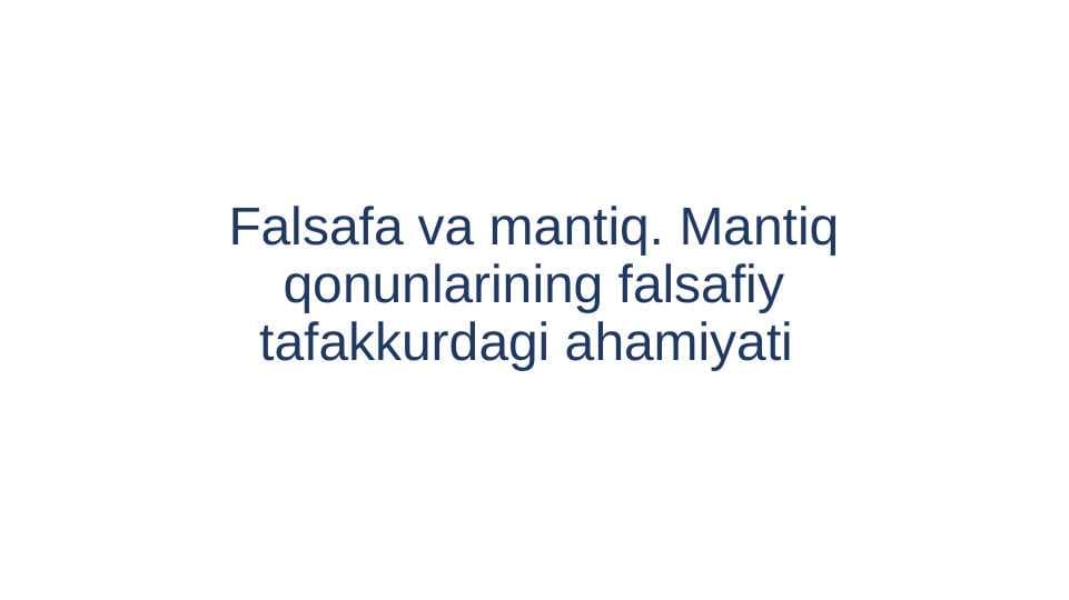 Falsafa va mantiq