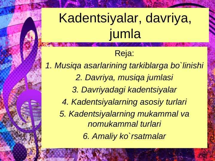 Kadеntsiyalar, davriya, jumla