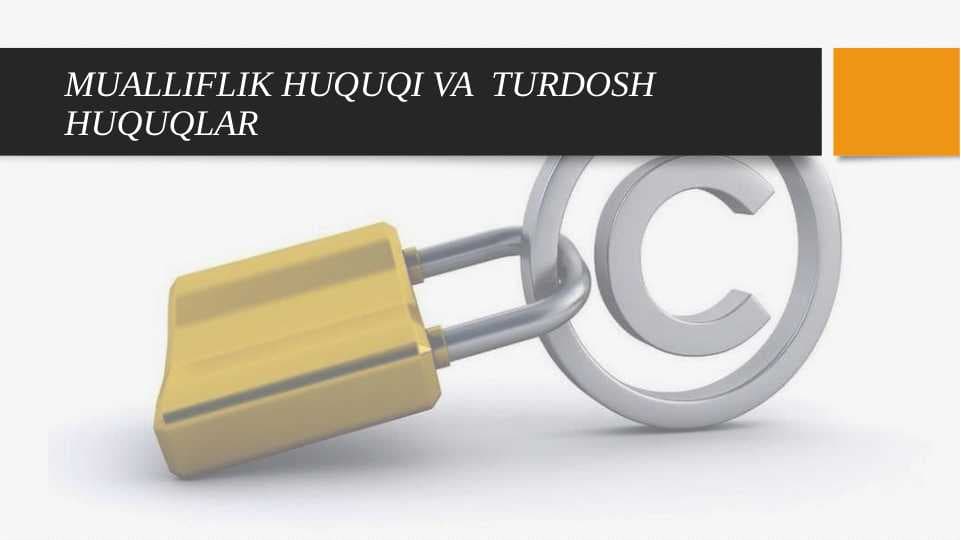 MUALLIFLIK HUQUQI VA TURDOSH HUQUQLAR