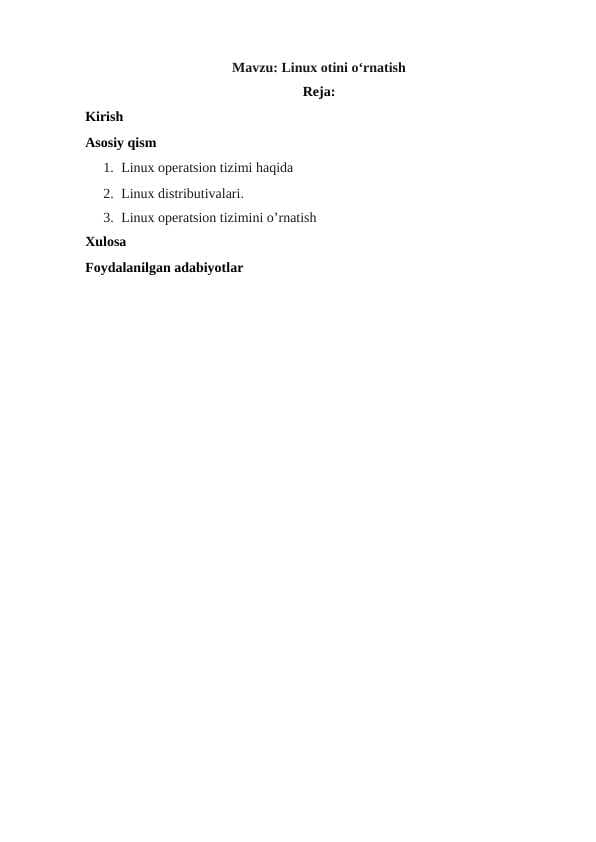 Linux OTini oʻrnatish