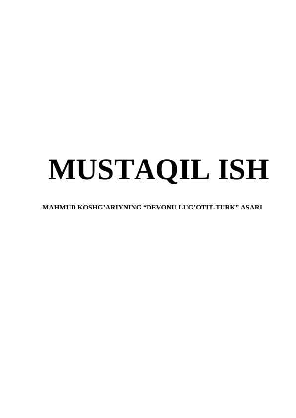 MAHMUD KOSHG’ARIYNING “DEVONU LUG’OTIT-TURK” ASARI