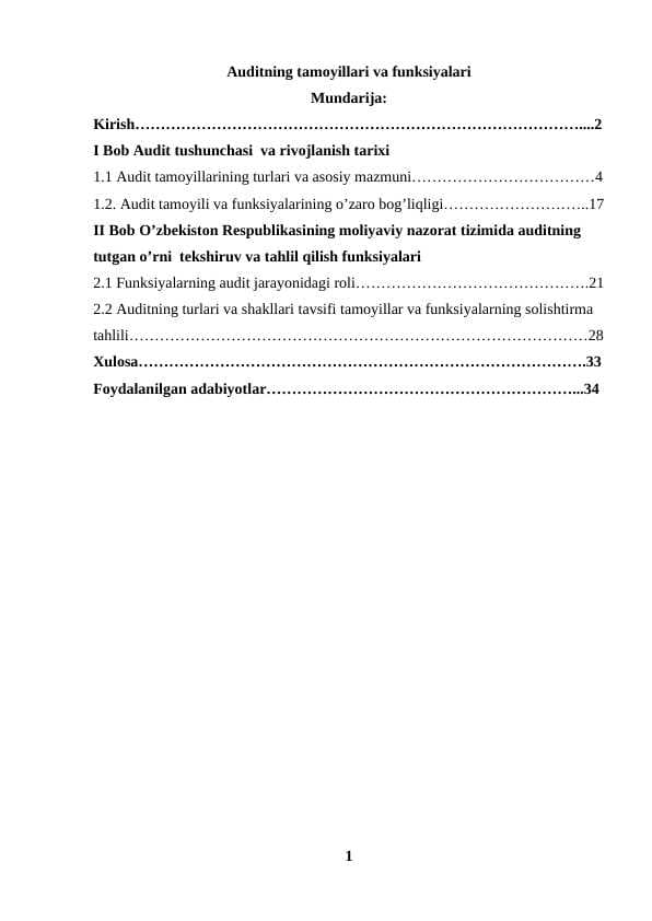 Auditning tamoyillari va funksiyalari