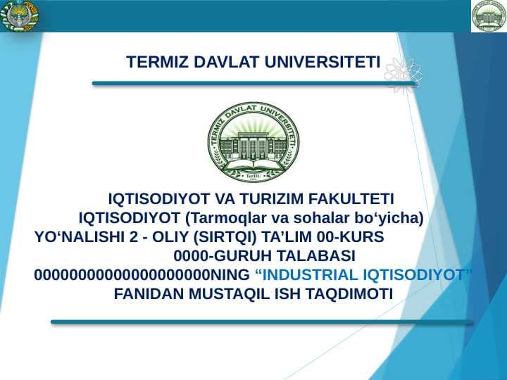 SANOAT KORXONASI FOYDASINING TAQSIMLANISHI VA ISHLATILISHI.