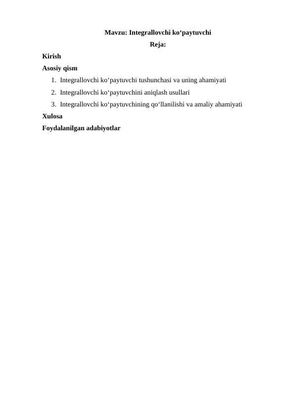 Integrallovchi koʻpaytuvchi