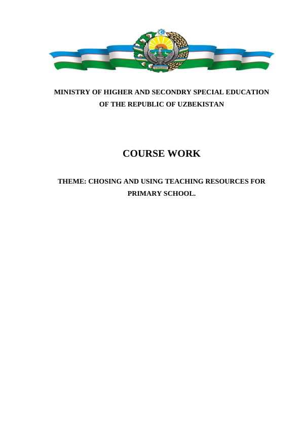 CHOSING AND USING TEACHING RESOURCES FOR PRIMARY SCHOOL.