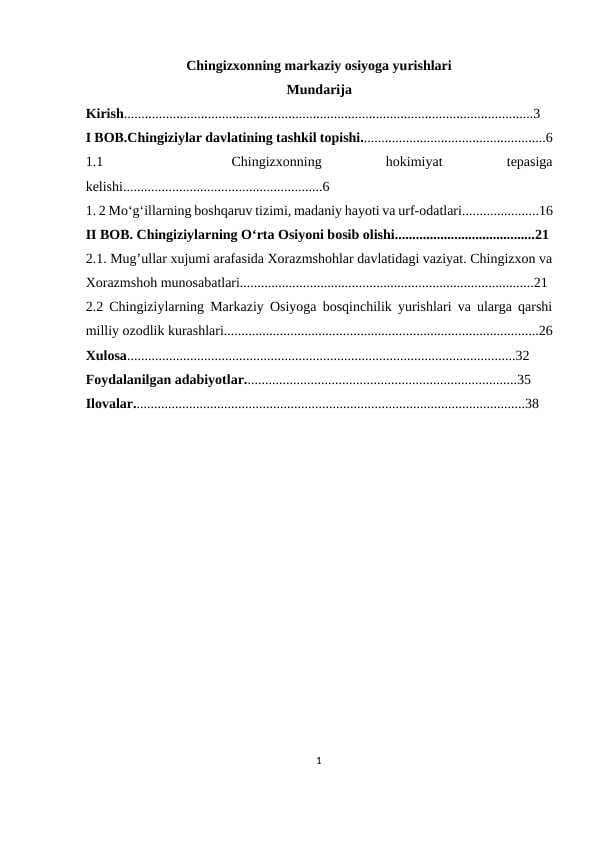Chingizxonning markaziy osiyoga yurishlar