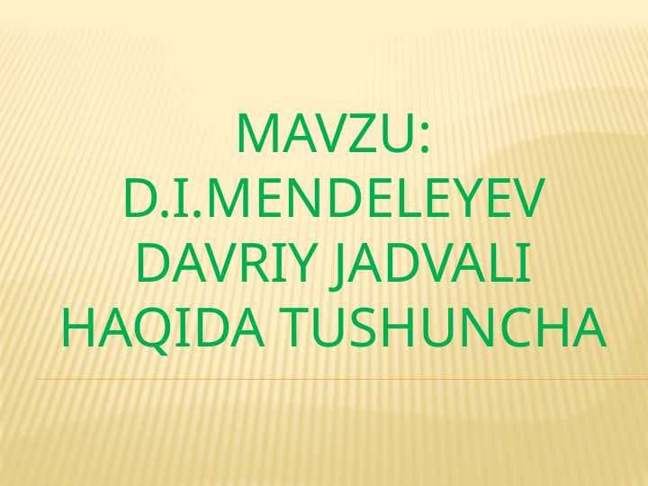 Davriy sistema haqida tushuncha