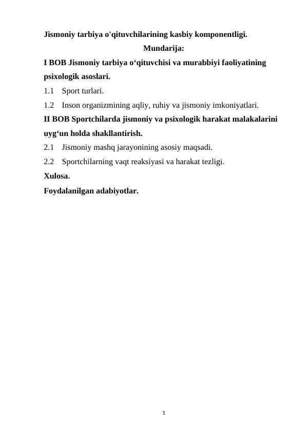 Jismoniy tarbiya o'qituvchilarining kasbiy komponentligi.