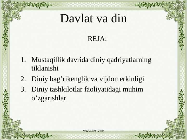 Davlat va din