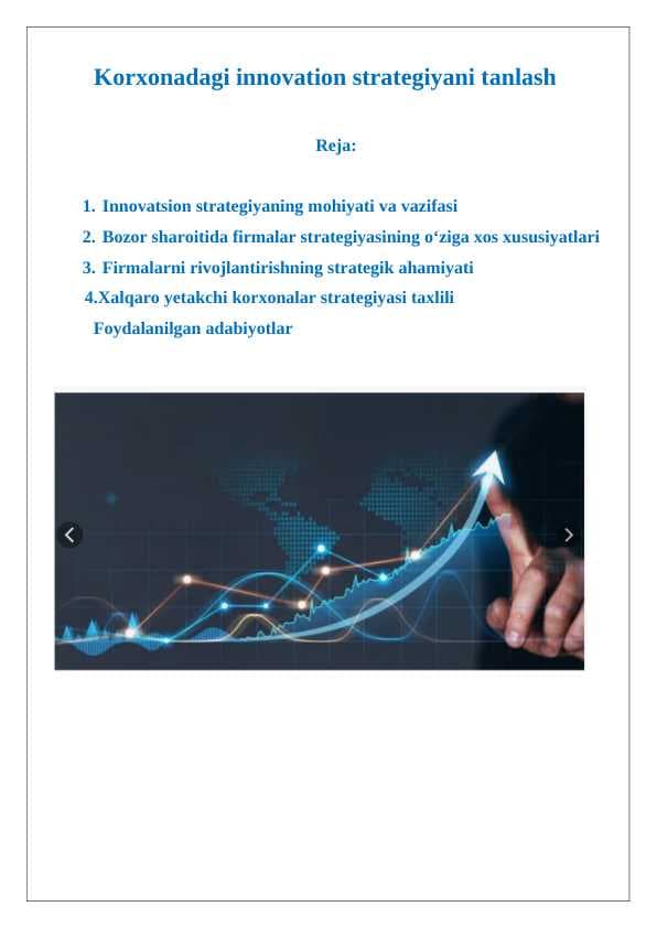Korxonadagi innovation strategiyani tanlash