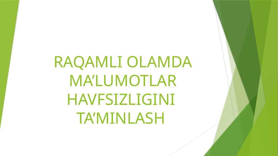 RAQAMLI OLAMDA MA’LUMOTLAR HAVFSIZLIGINI TA’MINLASH