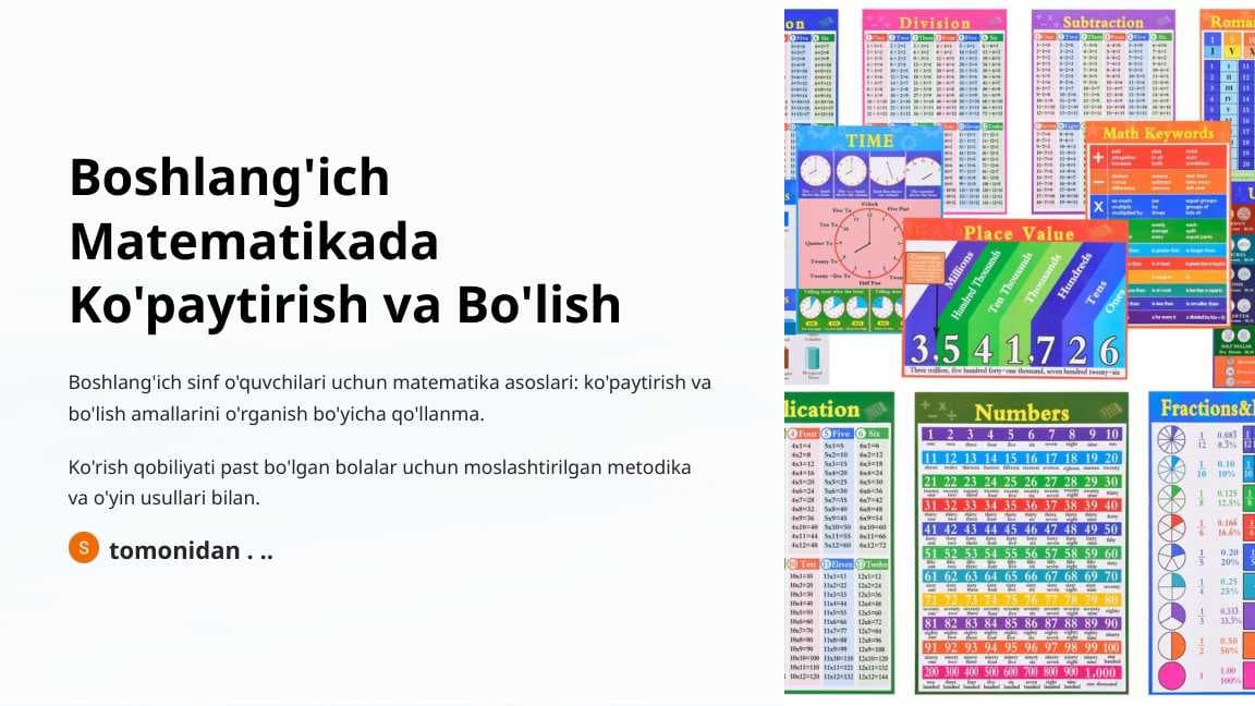 Boshlang'ich Matematikada Ko'paytirish va Bo'lish