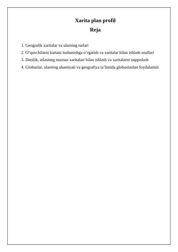 Xarita plan profil