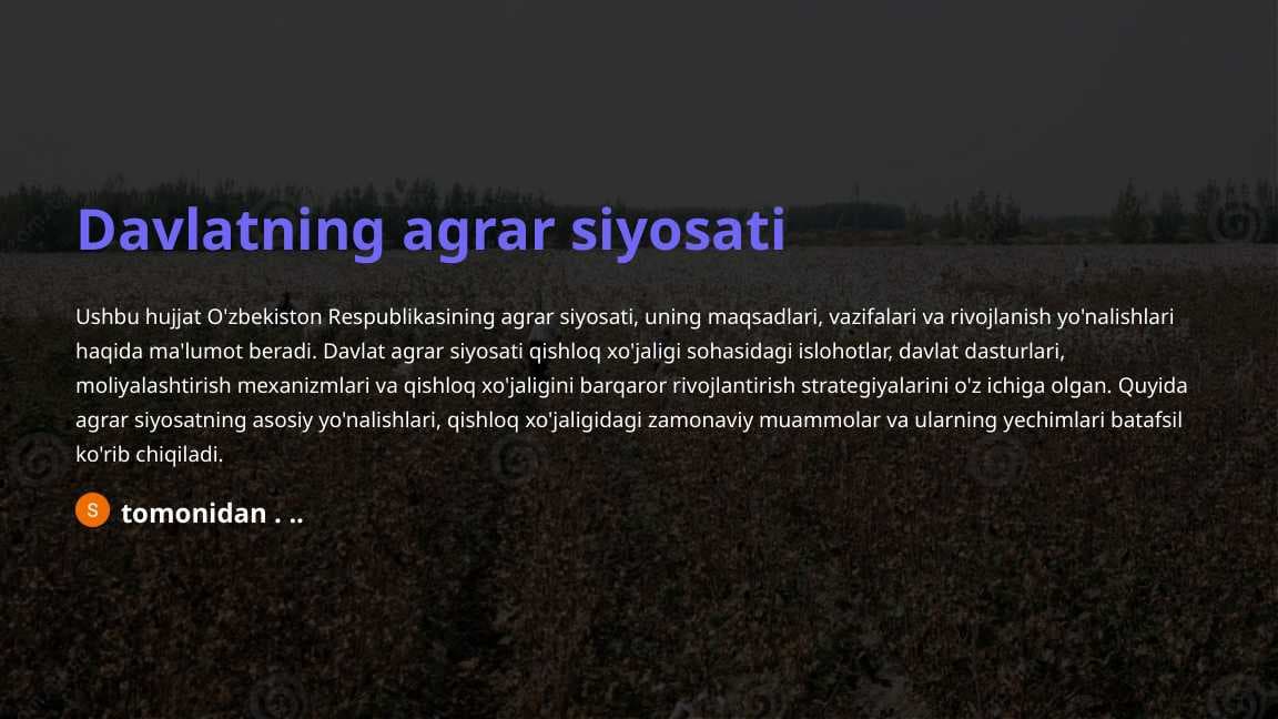 Davlatning agrar siyosati