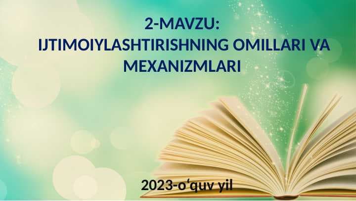 IJTIMOIYLASHTIRISHNING OMILLARI VA MEXANIZMLARI