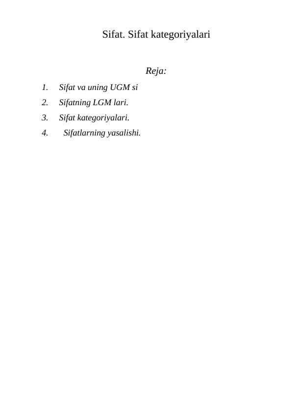 Sifat. Sifat kategoriyalari
