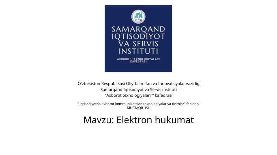Elektron hukumat va uning ahamiyati