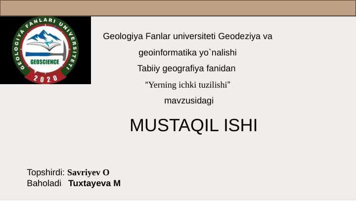 “Yerning ichki tuzilishi"