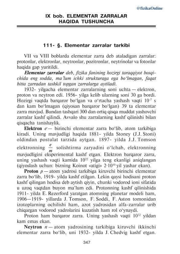 Elementar zarralar haqida
