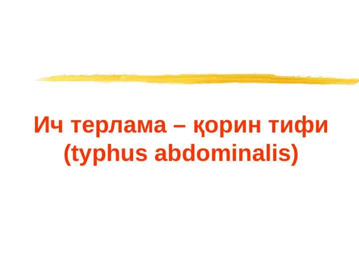 Ич терлама – қорин тифи