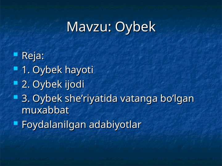 Oybek hayoti va ijodi