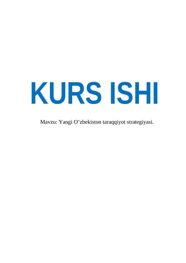 Yangi O’zbekiston taraqqiyot strategiyasi
