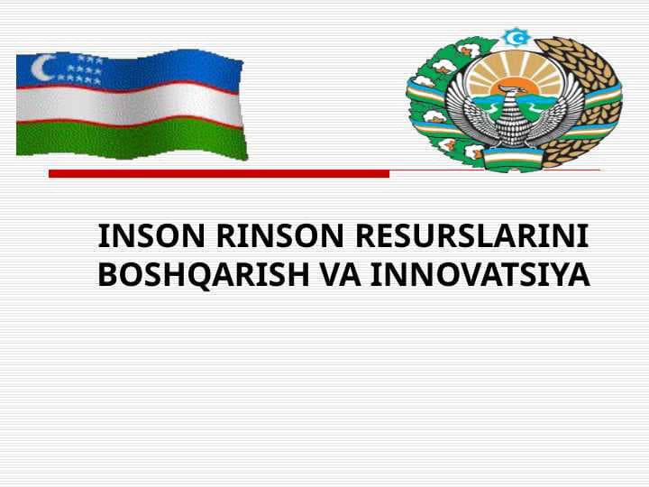 INSON RINSON RESURSLARINI BOSHQARISH VA INNOVATSIYA