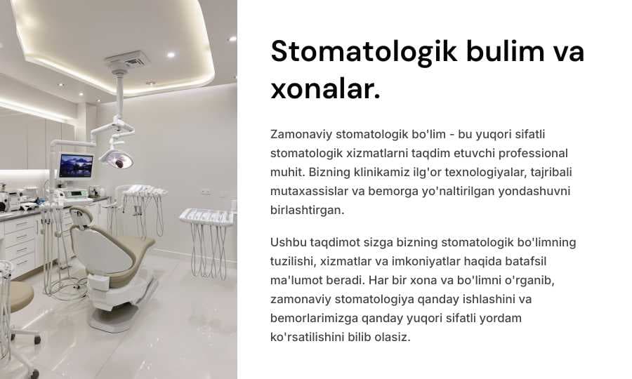 Stomatologik bo'lim va xonalar.