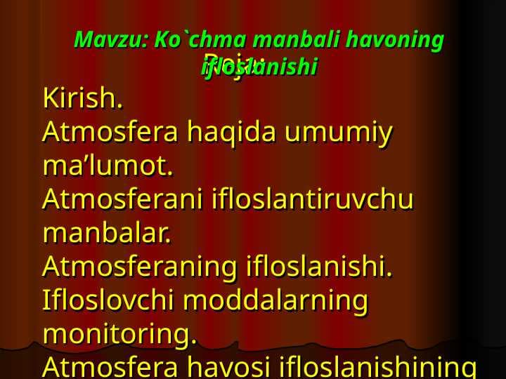 Ko`chma manbali havoning ifloslanishi