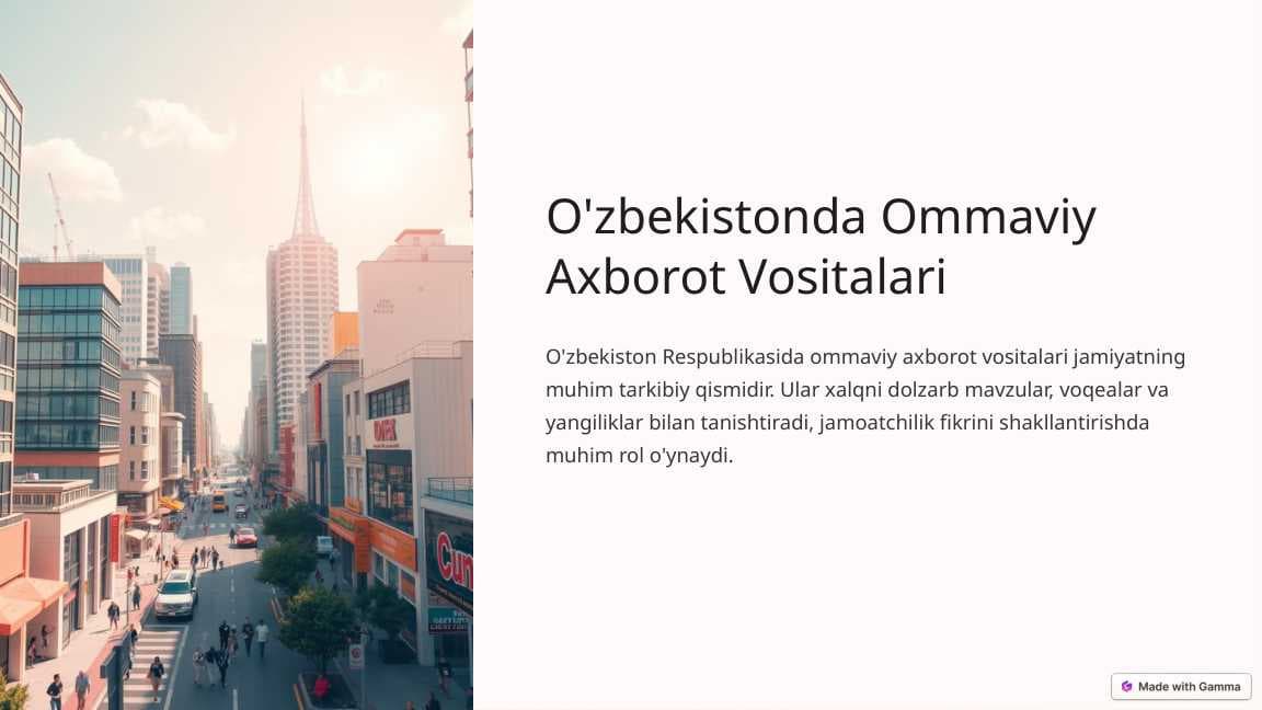 O'zbekistonda Ommaviy Axborot Vositalari