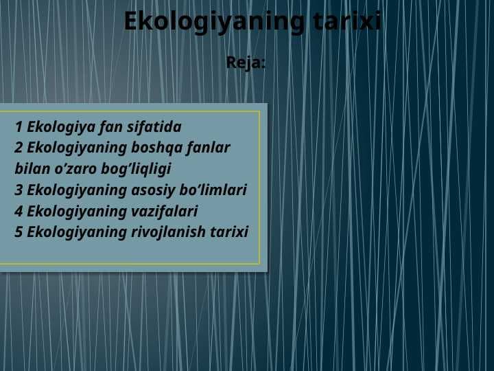 Ekologiyaning tarixi