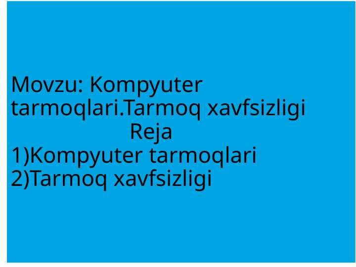 Kompyuter tarmoqlari.Tarmoq xavfsizligi