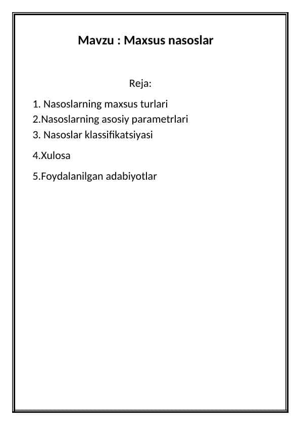 Maxsus nasoslar
