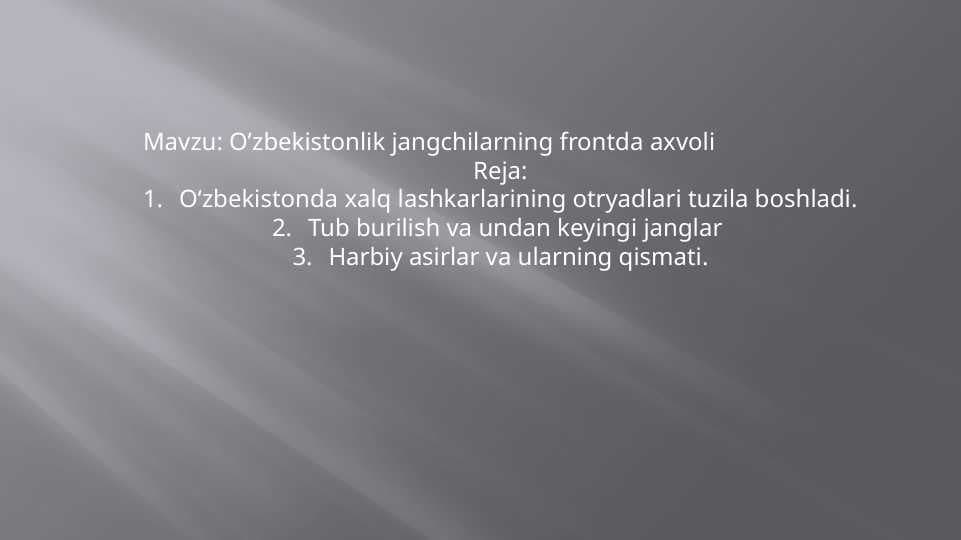 O’zbekistonlik jangchilarning frontda axvoli