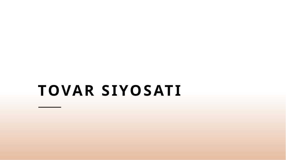 TOVAR SIYOSATI