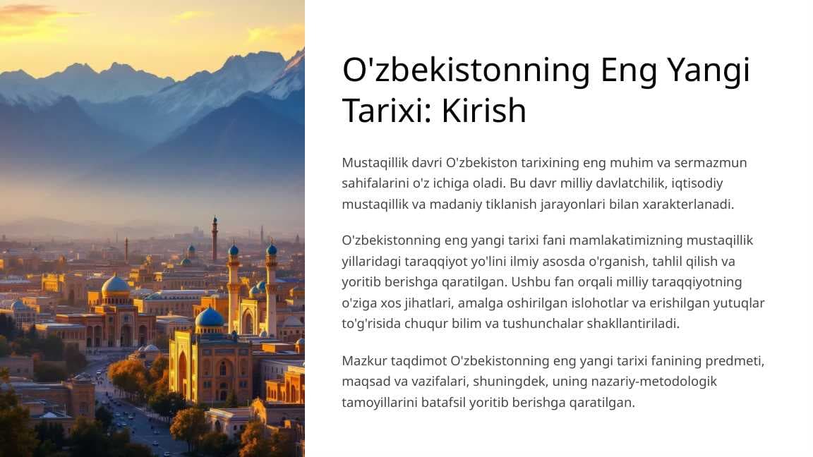 O'zbekistonning Eng Yangi Tarixi Kirish