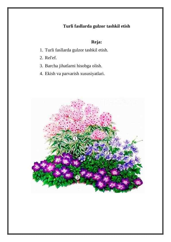 Turli fasllarda gulzor tashkil etish