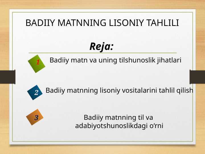 BADIIY MATNNING LISONIY TAHLILI