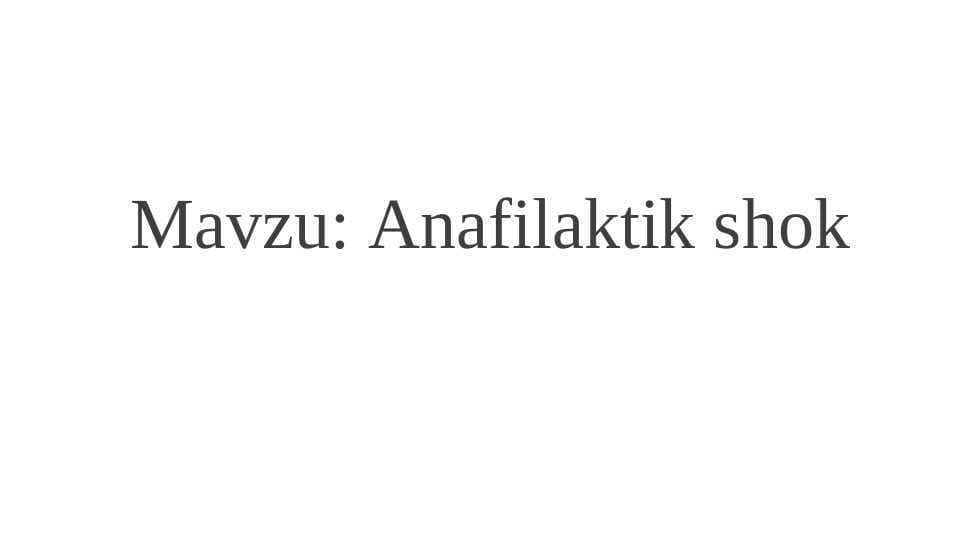 Anafilaktik shok
