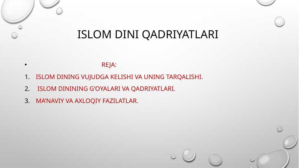 Islom dini qadriyatlari