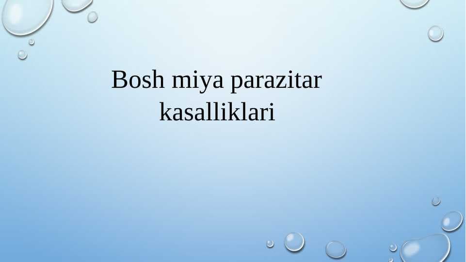 Bosh miya parazitar kasalliklari