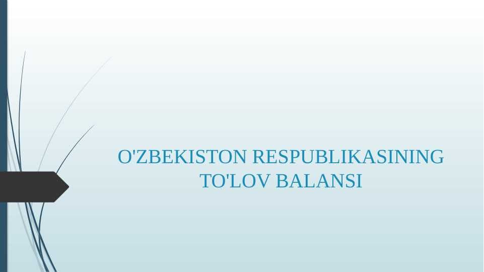 O'ZBEKISTON RESPUBLIKASINING TO'LOV BALANSI