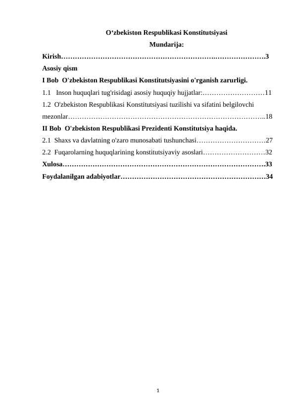 O‘zbekiston Respublikasi Konstitutsiyasi