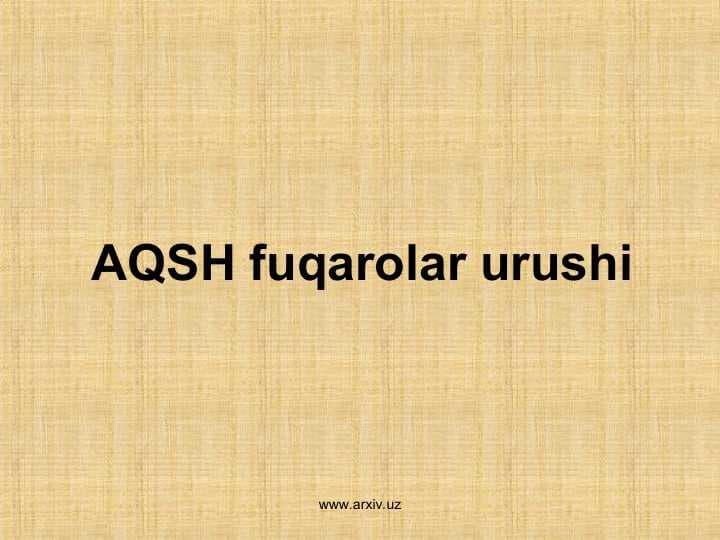 AQSH fuqarolar urushi