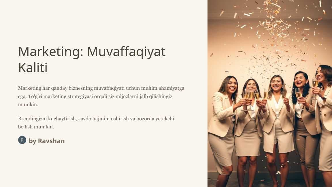 Marketing - Muvaffaqiyat kaliti